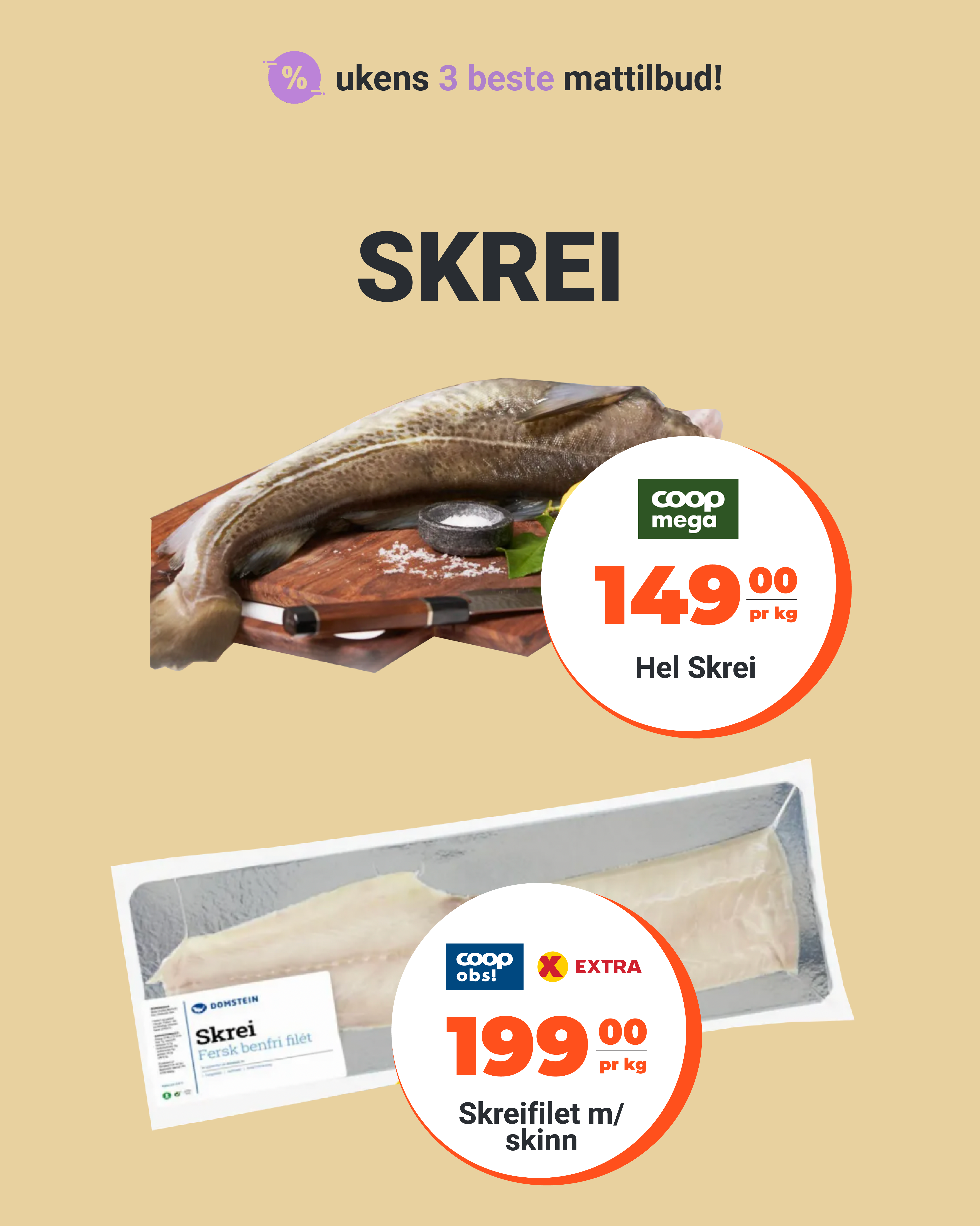 Skrei, dopapir og kyllingfilet